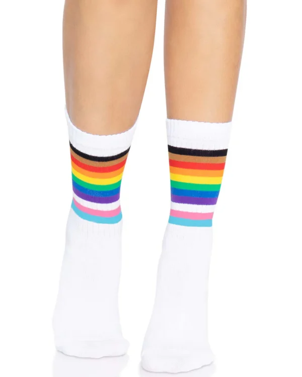 Calcetas deportivas arcoíris multicolor Leg Avenue, vista frontal - The Secret Avenue