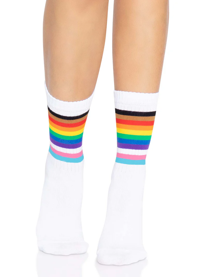 Calcetas deportivas arcoíris multicolor Leg Avenue, vista frontal - The Secret Avenue