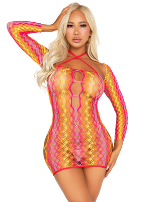 87255- legavenue- minivestido- red- multicolor- manga larga- the secret avenue